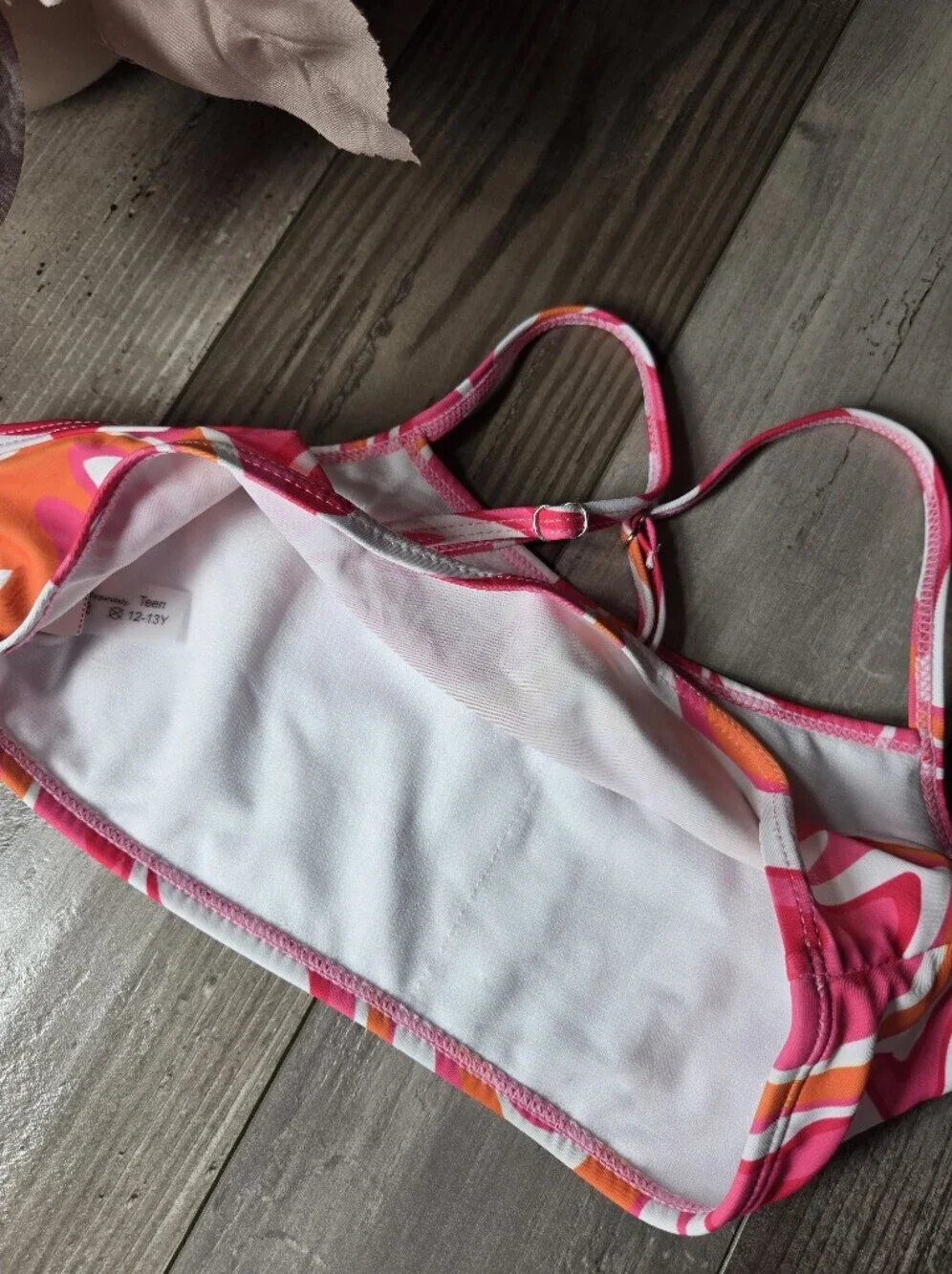 SHEIN Pink & Orange Swirl Two-Piece Bikini Set Teen Girl Size 12-13 Years NWOT
